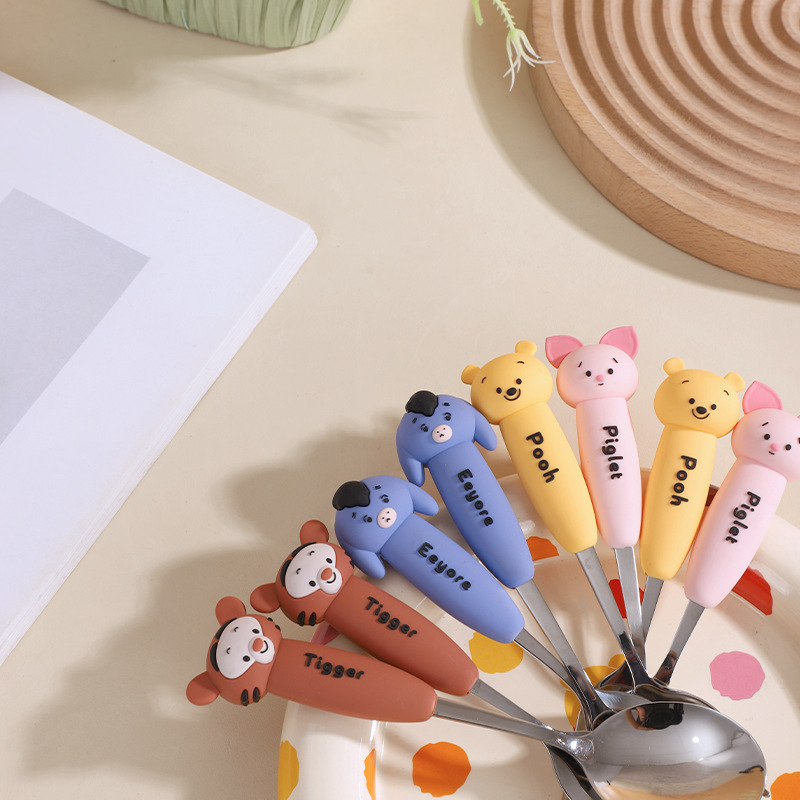 Disney cucharas de acero inoxidable cucharas portátiles cucharas de dibujos animados cucharas para niños cucharas de sopa caseras