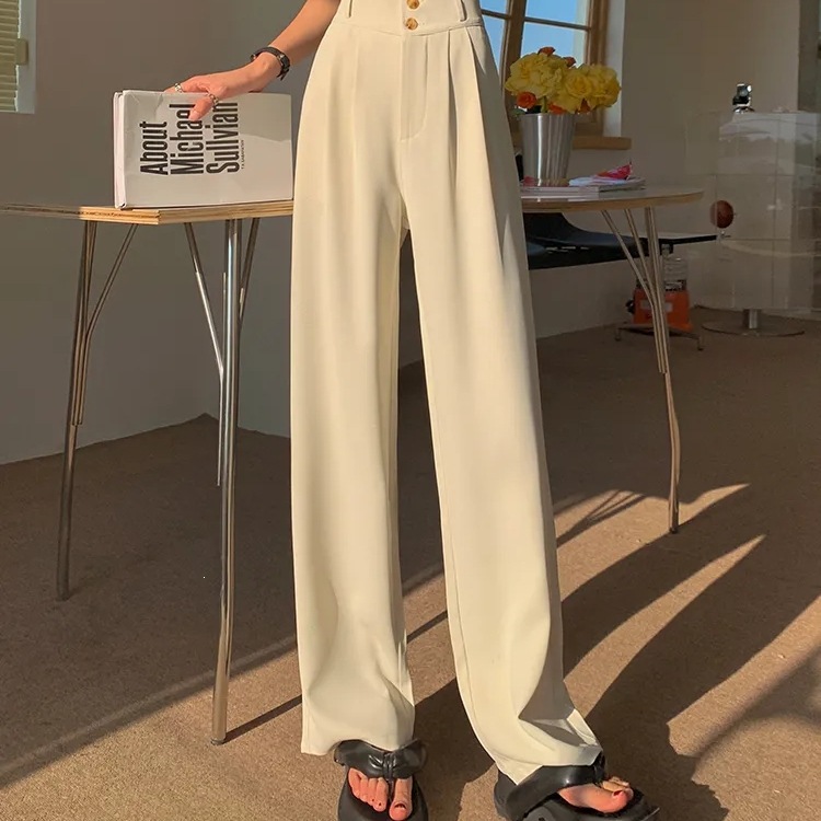Pantalones de traje de alto nivel de color café para mujeres verano delgado 2026 nuevo cintura alta hielo fresco pantalones de piernas anchas image 4