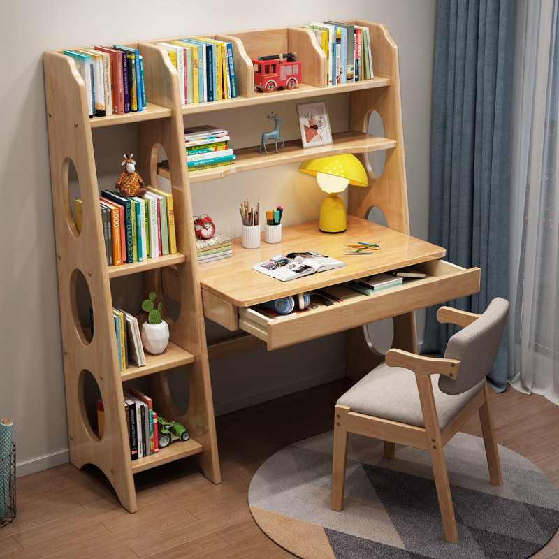 Escritorio de madera maciza estantería estudio en el hogar escritorio de la computadora escritorio moderno minimalista niños estudio escritorio y silla