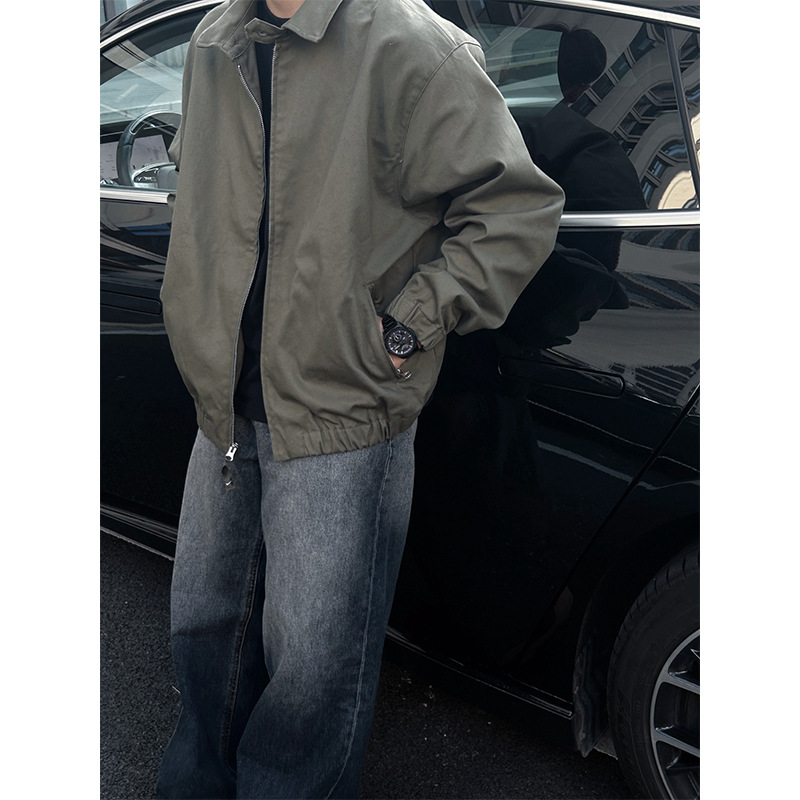 軍緑cleanfitジャケット男性モデル春秋スーツファッションブランド高級感カジュアルパイロット上着