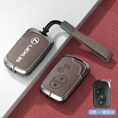rx300 rx350h bag nx260 – Car key bag - standard-type-c-one-click-start-mocha-brown-zinc-alloy-shell-hand-strap