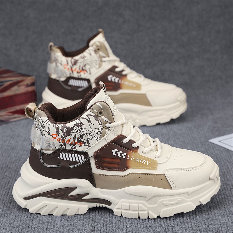 Men's Autumn New Trendy All-match Fashion High-top Martin Boots Thick-soled Non-slip High-end Low-top Non-slip Tooling Shoes