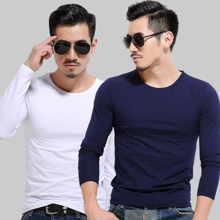 Осенние и зимние армейские болельщики мужские футболки с длинными рукавами тонного цвета с круглым вырезом