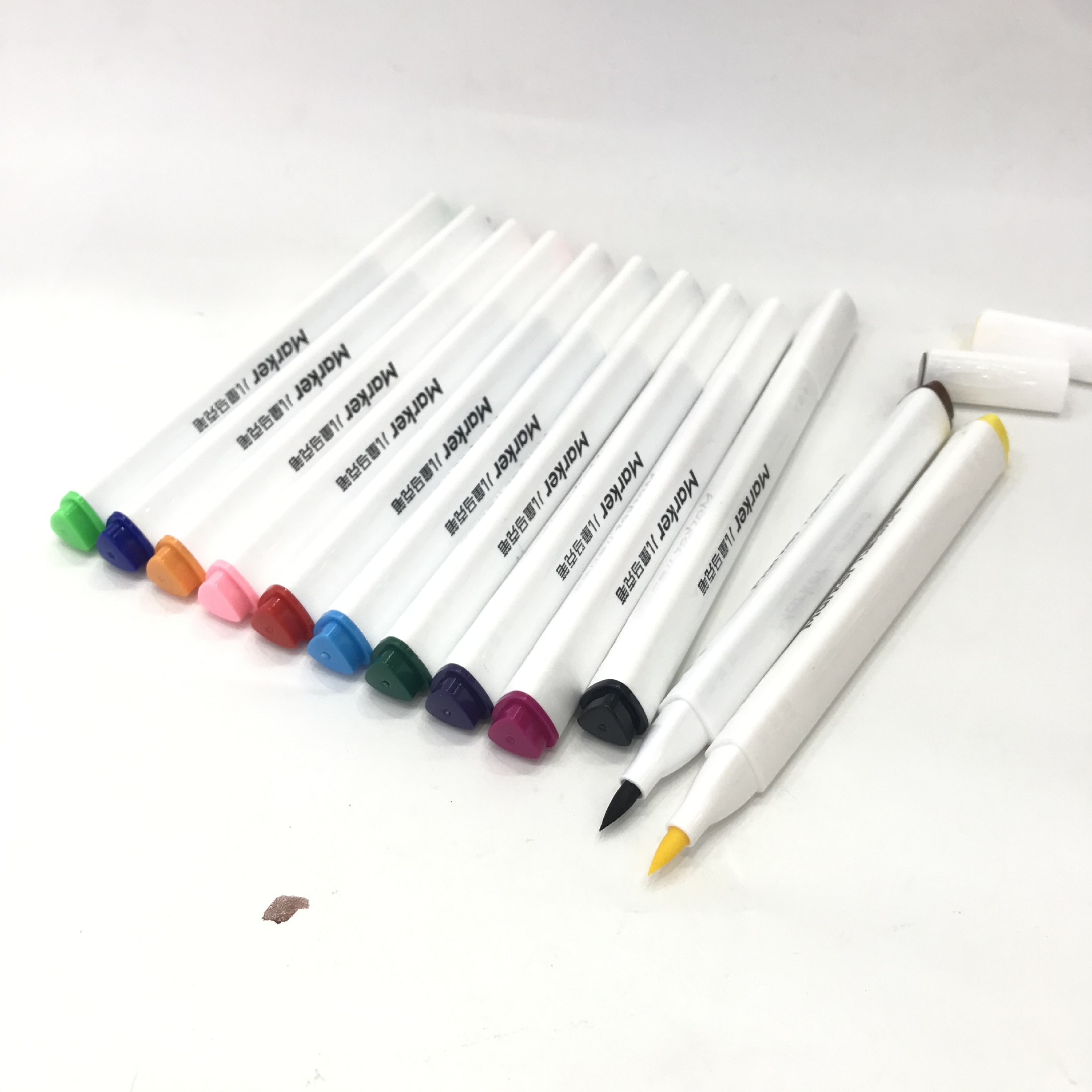 Student Painted Graffiti Stationery Gifts 12-color Painting DIY Soft Hair Marker Pen Triangle Penholder Painting Coloring Pen
