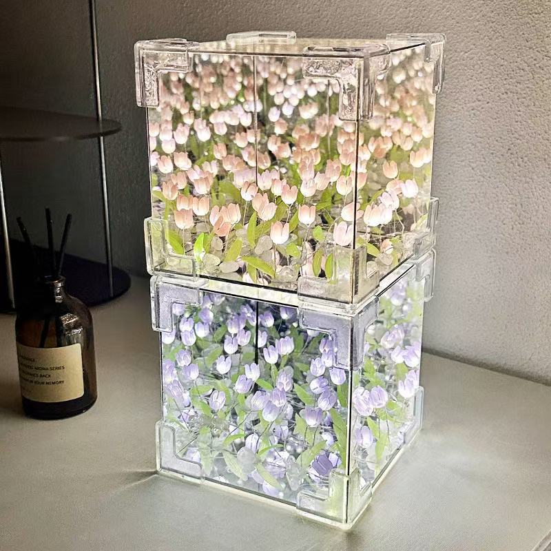 Lámpara de noche DIY “tulipán con cubo”, set de materiales, regalo creativo