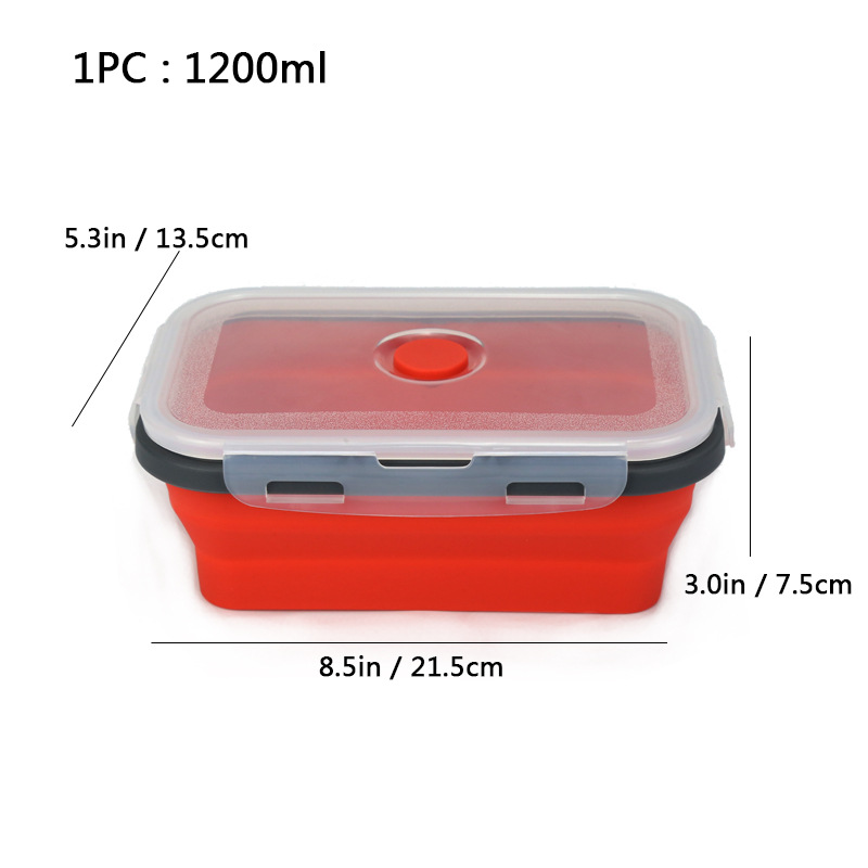 Caja de almuerzo de silicona al aire libre caja de almuerzo de silicona plegable refrigerador más nítido almuerzo portátil caja de almuerzo retráctil