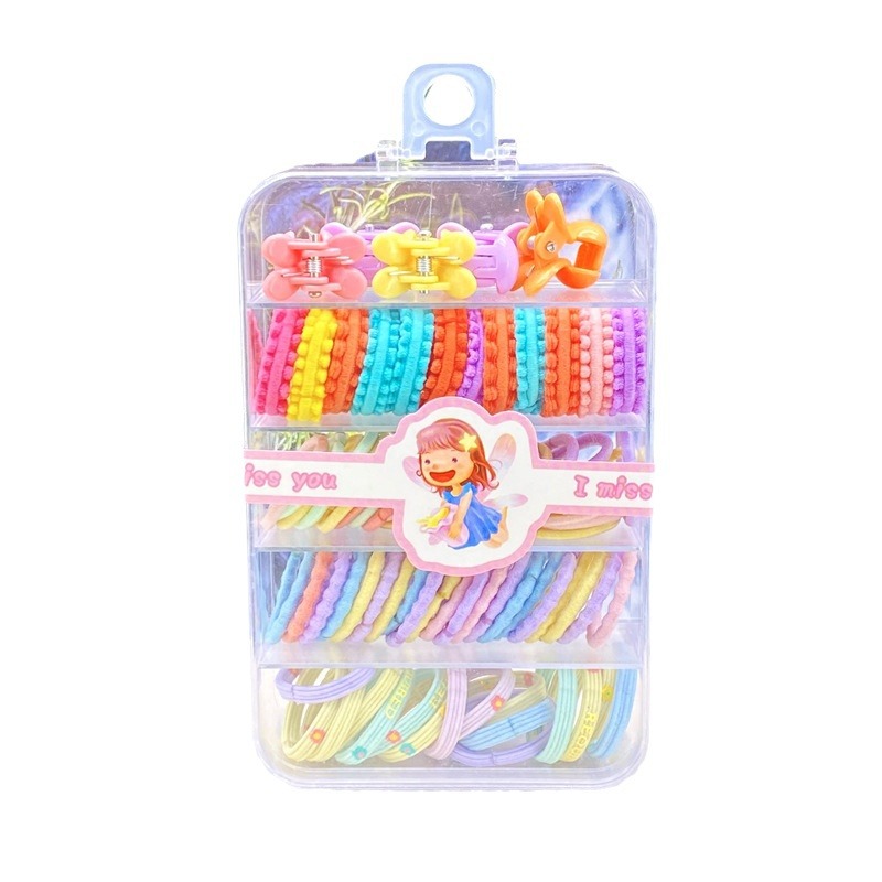 Banda de goma para niños en caja Cuerda para la cabeza para niños, lazo para el cabello para niñas, banda de goma para niñas, el cabello del bebé no daña el pulgar