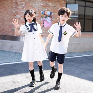 幼儿园园服毕业照纯棉套装小学生校服夏季短袖英伦学院风儿童班服