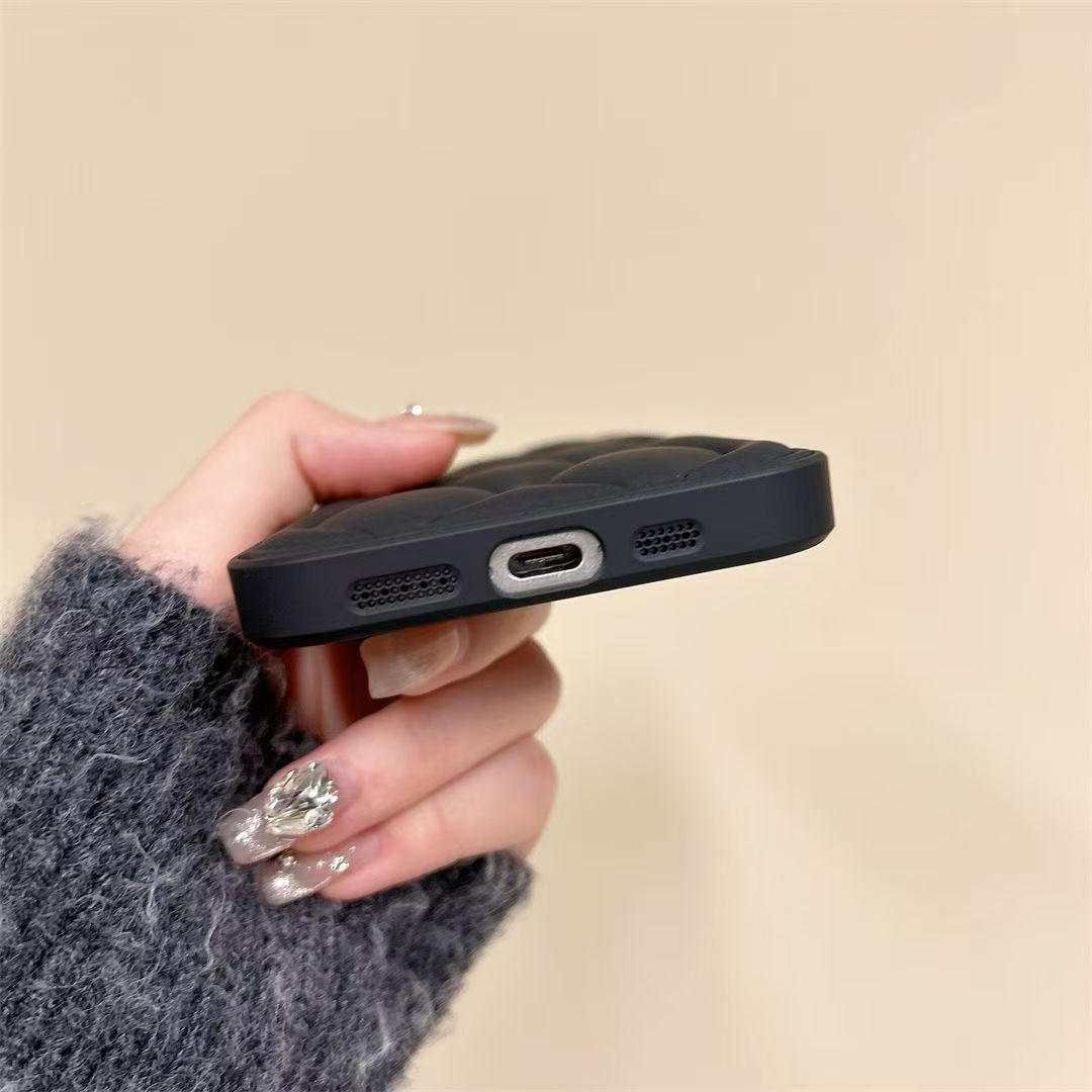 Custodia per telefono a tinta unita tipo giacca imbottita, adatta per iPhone 17, iPhone 15 Pro Max, copertura completa per Huawei, autunno e inverno_voghion.com