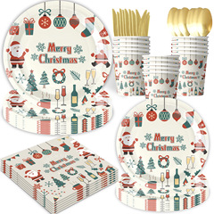 新品クリスマスクリスマスイブテーマパーティー用品食器クリスマス人ケーキ装飾紙皿紙コップ紙セット
