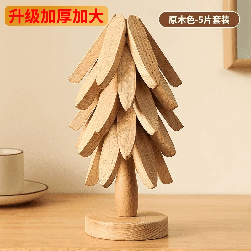 Decoración de mesa de comedor de madera sólida un árbol de alto valor de superficie almohadilla aislante de árbol pequeño almohadilla aislante de árbol plegable creativo árbol de platos de comedor