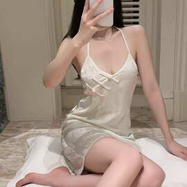 超仙纯欲风吊带大码胖MM款式睡衣性感深V新款睡裙薄款舒适连衣裙