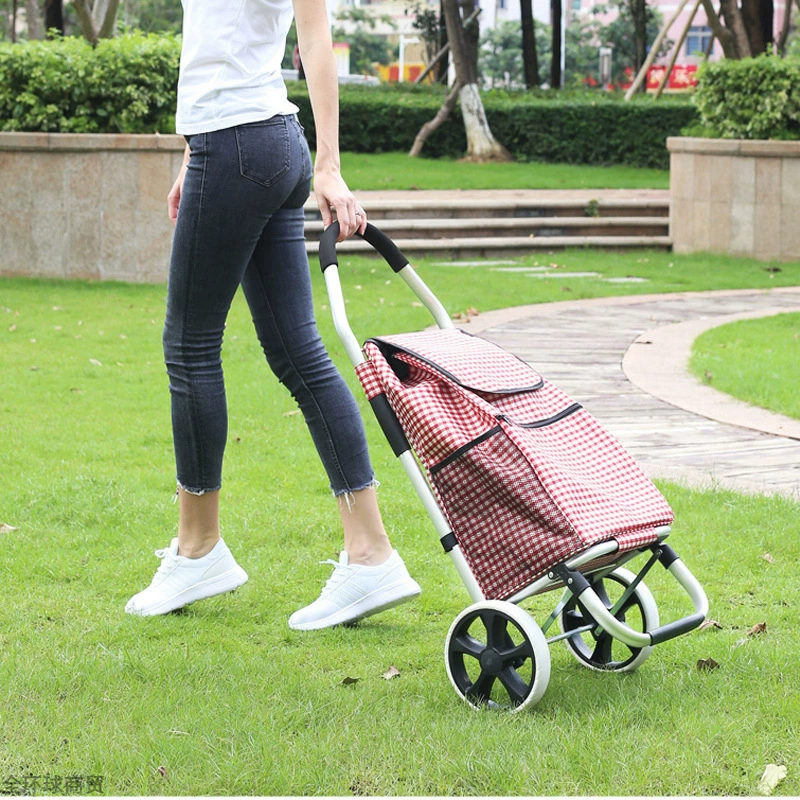 Lightweight foldable shopping trolley with wheels for carrying upstairs, handy for errands, groceries, or deliveries