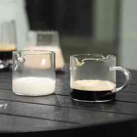 日式玻璃小奶盅 浓缩咖啡杯 双嘴小奶杯 拿铁意式咖啡小量杯100ml
