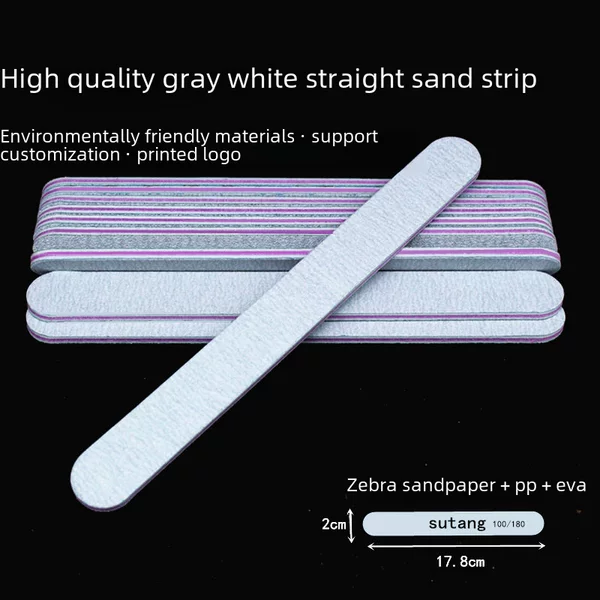 Factory direct Gray straight file nail tools gray purple core eva nail file sandpaper file spot