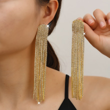 欧美夸张大耳环满钻长款流苏高级感耳坠时尚气质2025网红耳饰女