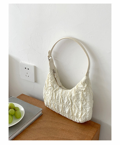 Cream Puff Bag for Women, Cloud-like Pleated Bag,  New Summer Fashion Single Shoulder Cream Fufu Sweet Cool Underarm Bag