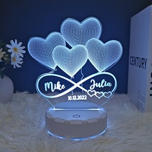 跨境3d小夜灯底座LED触摸USB充电七彩遥控小氛围儿童灯触控台灯