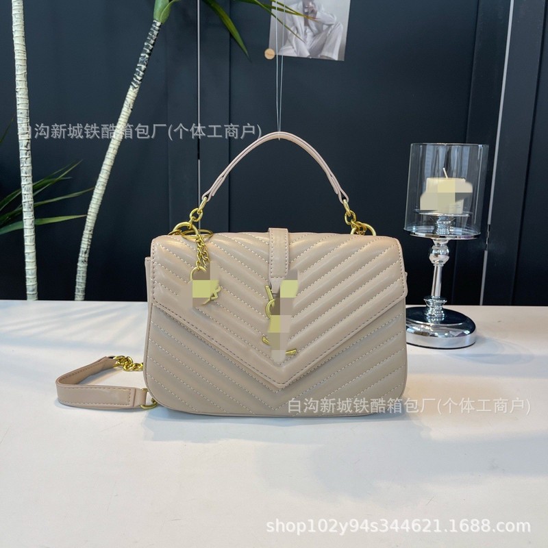 2025新款女包黑色裂纹皮革迷你链条包手提邮差包斜挎单肩包包|undefined