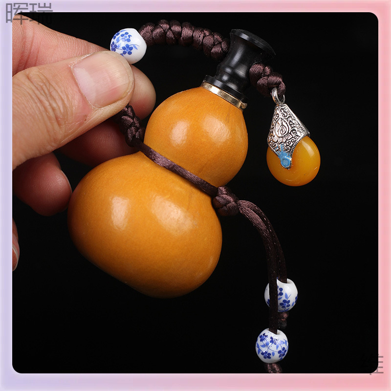 天然特小葫芦文玩手捻里金包浆带龙头紫皮老葫芦手把件|undefined