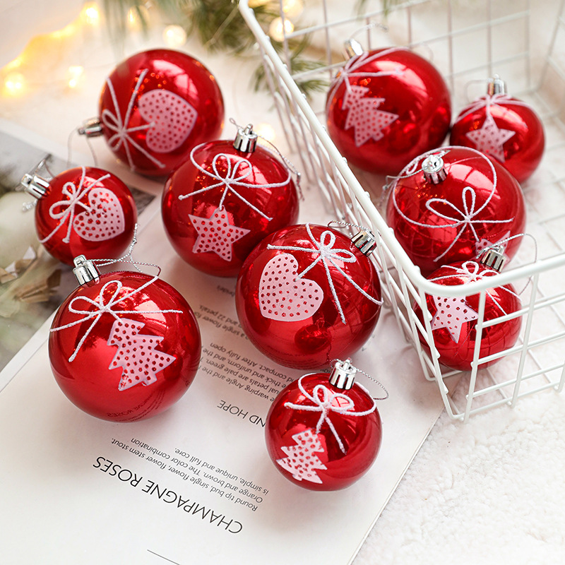 Bolas de Navidad de goma de arroz, bolas de amor, bolas pintadas, colgantes de árbol de Navidad, bolas colgantes, decoraciones de Navidad en caja