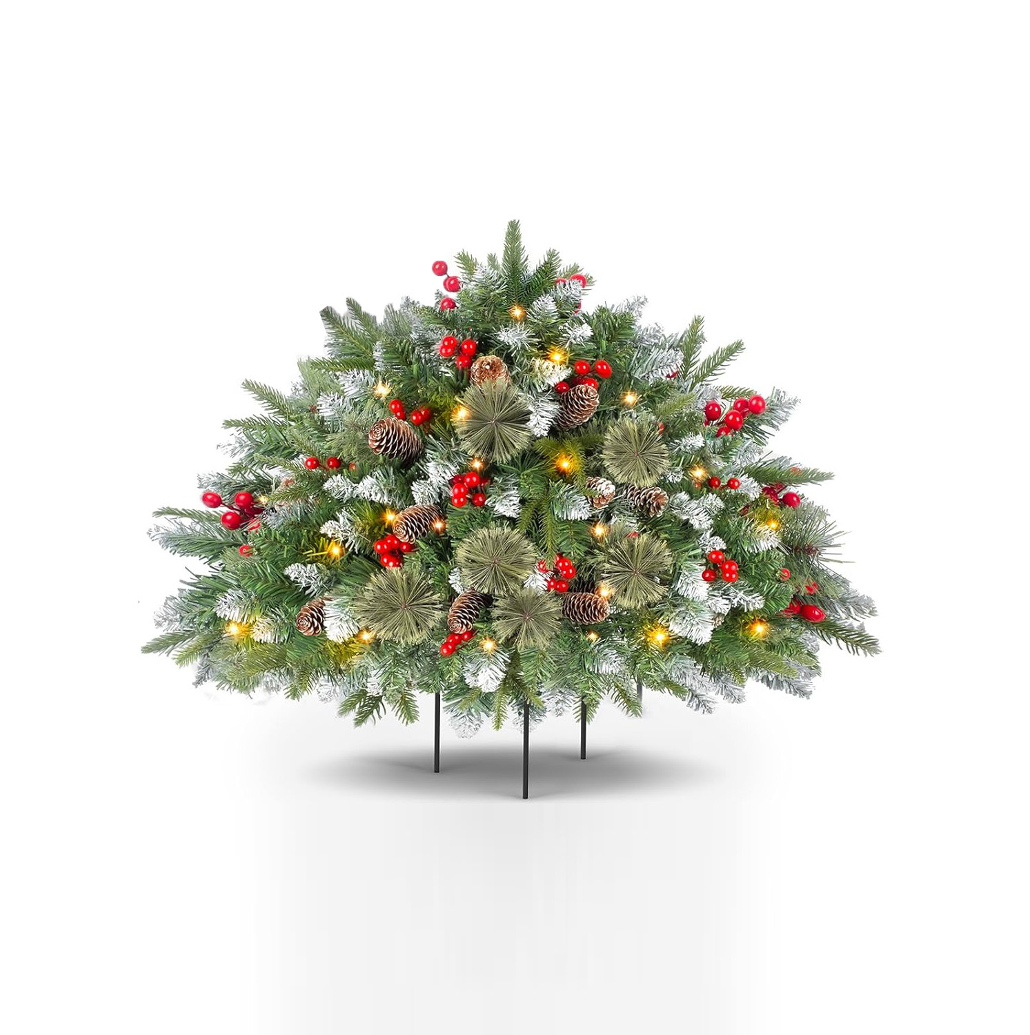 65cm 뾰족한 흰색 스프레이 + 솔잎 + PE 혼합 스타일 바닥 나무 + 램프 + 단일 팩