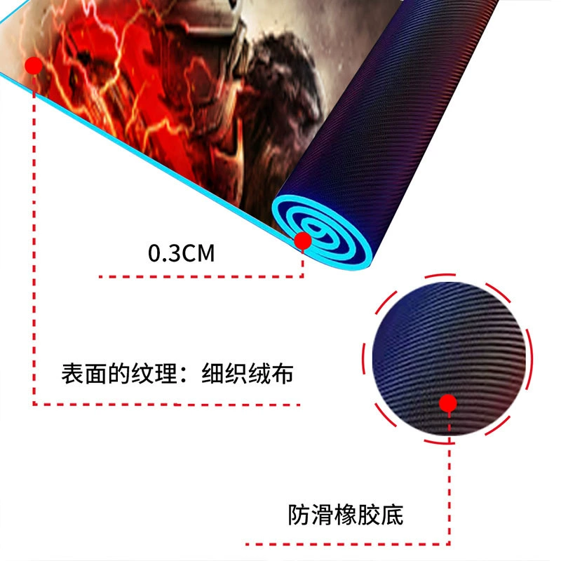 Red wireless gaming mouse, table mat, keyboard, handmade
