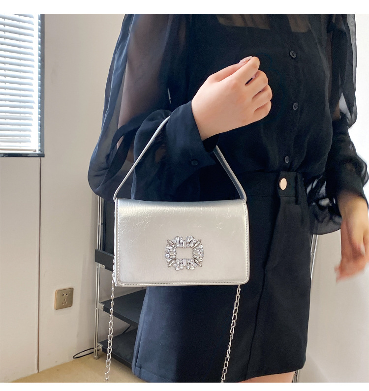 2023 Borsa a tracolla a tracolla con diamante appiccicoso versatile di nuova moda Borsa a tracolla da donna piccola borsa quadrata Produttore Borse da donna all'ingrosso_voghion.com