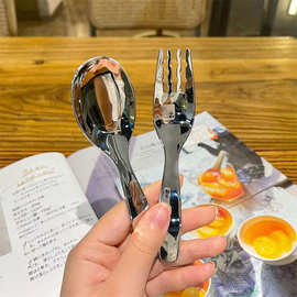 304不锈钢勺叉餐具套装儿童餐具辅食勺宝宝调羹汤匙吃饭勺水果叉