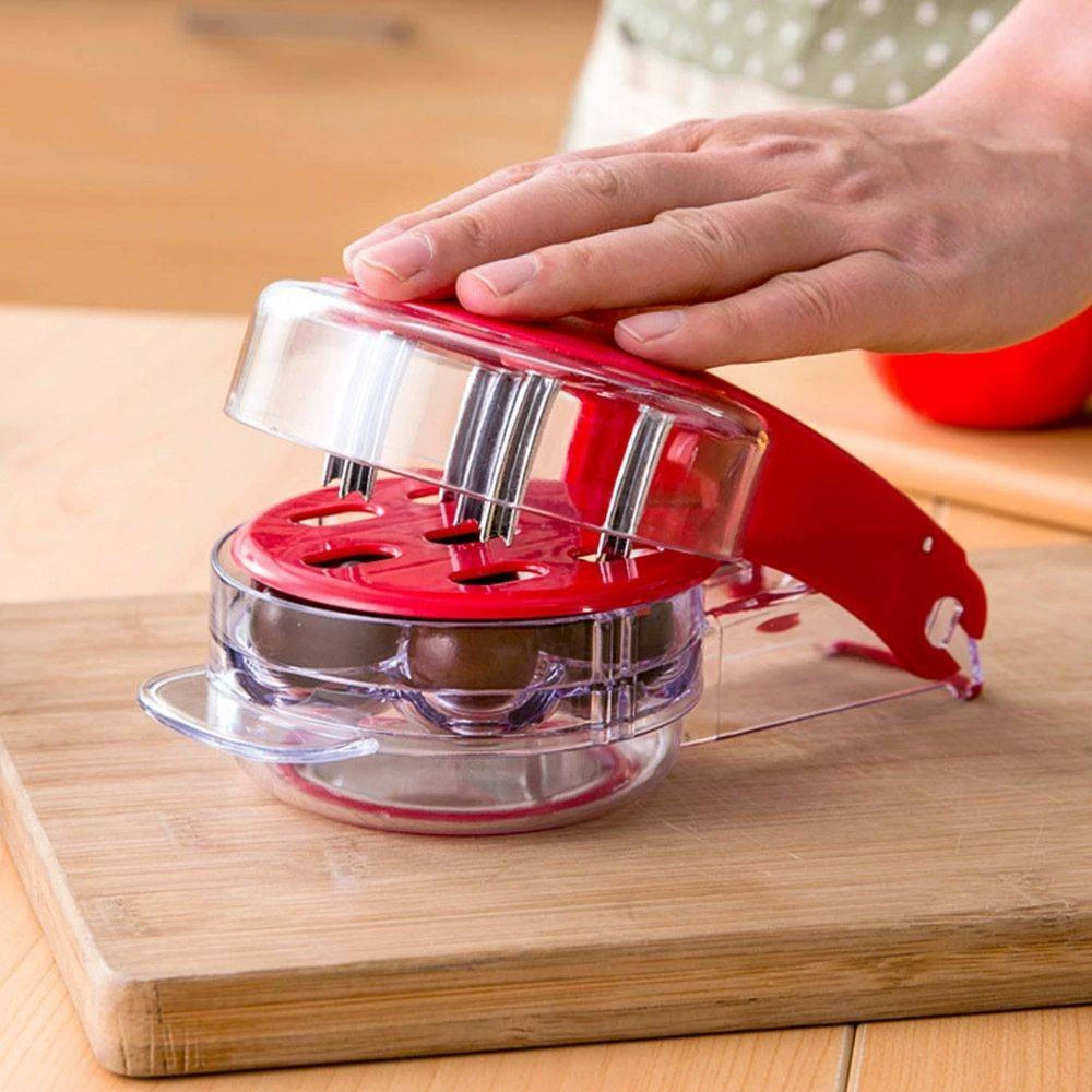 Cherry pitter handheld ABS cherry seed remover, compact red kitchen tool, 19.5×11×6 cm