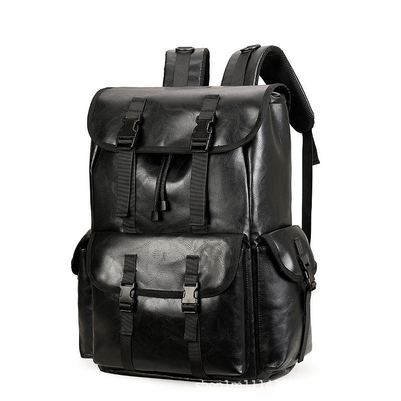 Leather Large Capacity Backpack Business Leisure Backpack Student Schoolbag Short Distance PU Travel Backpack Computer Backpack
