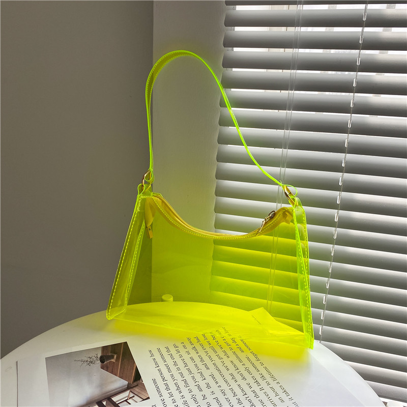 PVC Transparent Contrast Women's Bag 2021 Spring New Fashion Western Style Simple Portable Shoulder Bag French Underarm Bag