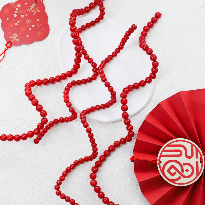 新年红珍珠福桶福盒摆件装饰 塑型造型红色缎带丝带年宵花盒挂饰