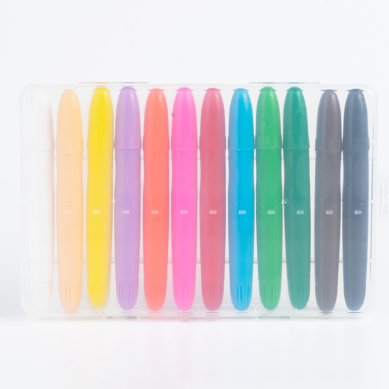 Fabricante caliente-venta rotativa crayón soluble en agua crayón 12-color Cara color crayón traje de pintura al óleo palo lavado crayón