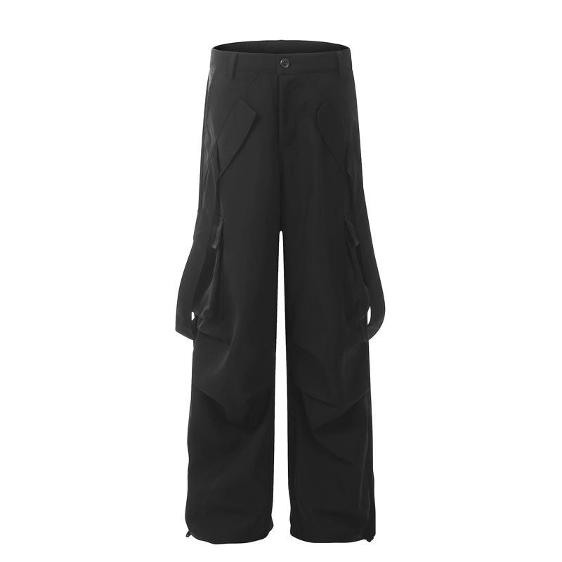 Pantaloni cargo da uomo High Street Pantaloni casual tinta unita Marchio di moda giovanile Design da strada Pantaloni cargo paracadute tutto-fiammifero_voghion.com