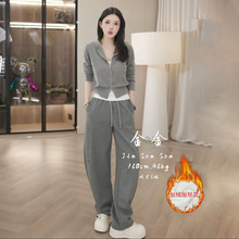 欧货休闲运动套装女2025新款秋冬时尚洋气加绒加厚连帽卫衣两件套