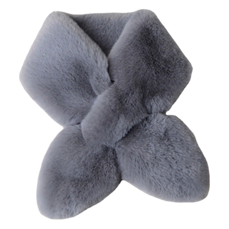 Imitation Rabbit Plush Love Scarf Women's Winter Warm All-match Cross Double-sided Plush Youth Imitation Fur Peach Heart Scarf