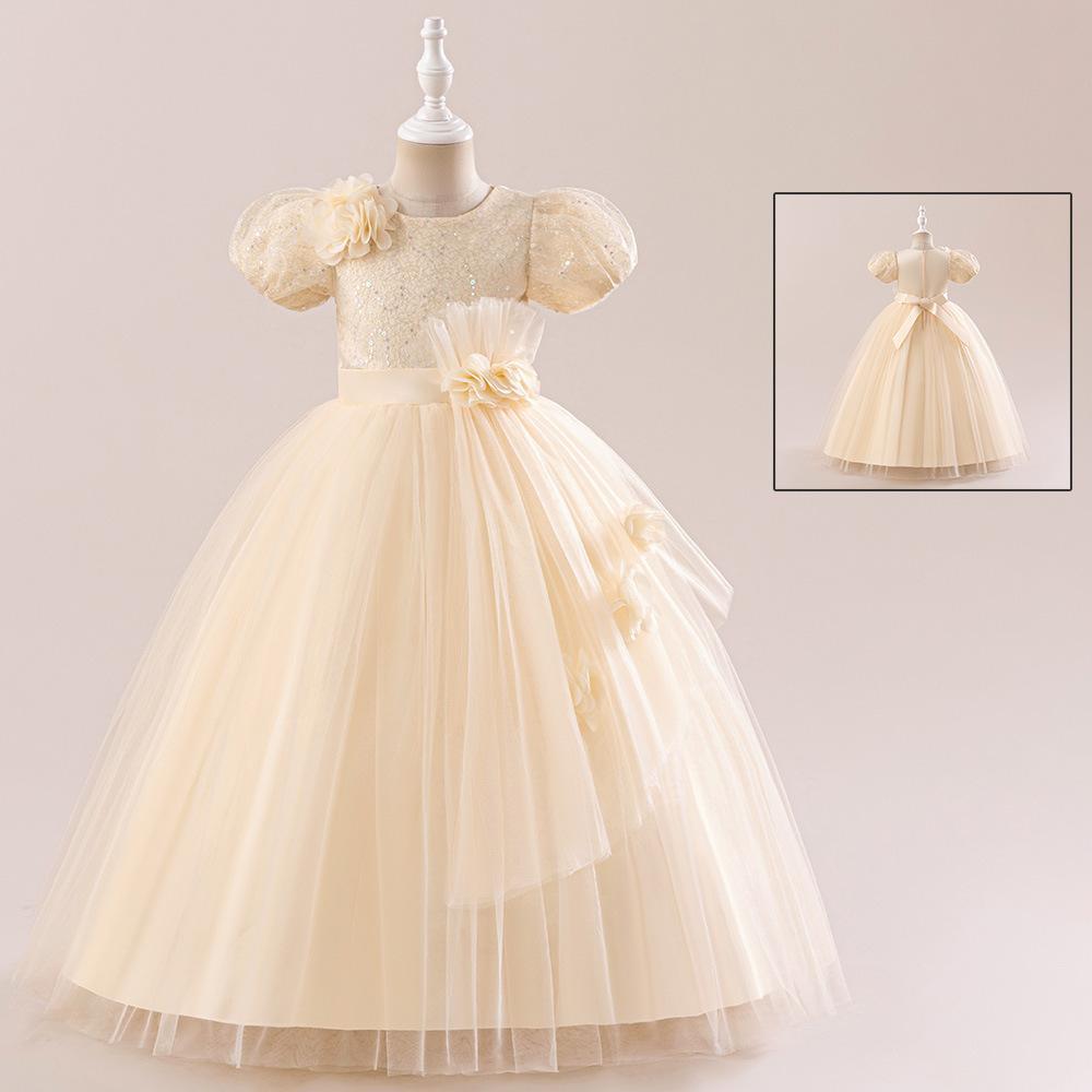 Ropa infantil nueva vestidos de chicas vestidos de piano vestidos de malla vestidos de niños vestidos de princesa vestidos de calcomanías de sequillas vestidos