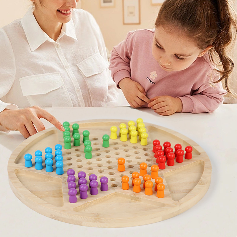 Dos en uno Kong Mingqi damas padre-hijo juego de mesa educativo de los niños educación temprana madera pensamiento lógico batalla Juguetes