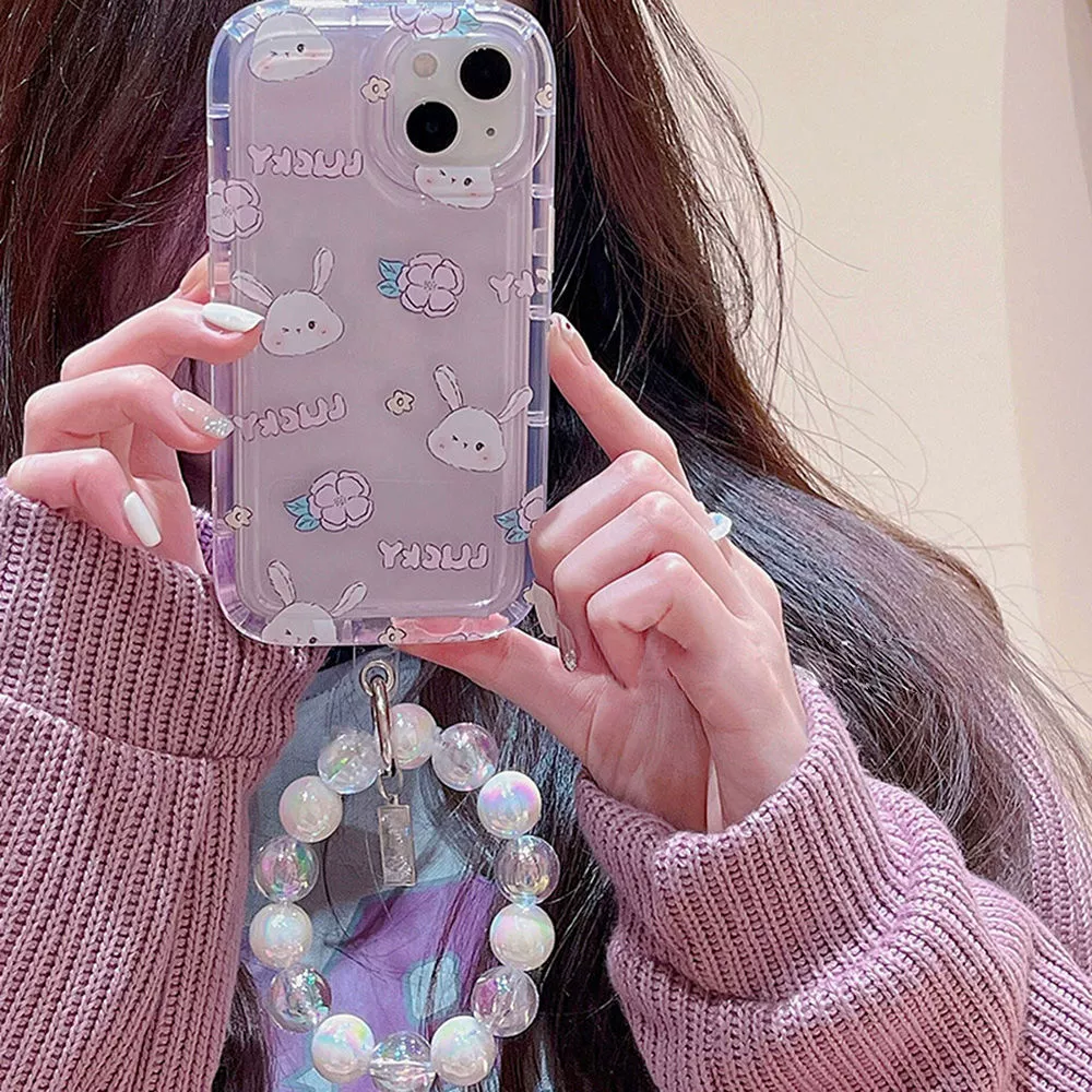Совместимый фиолетовый кролик, чехол для телефона, iPhone, 17Promax, цветочный, защита осень, 13