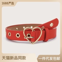 批發2022年韓版時尚愛心扣腰帶 ins跨境歐美創意女士皮帶裝飾
