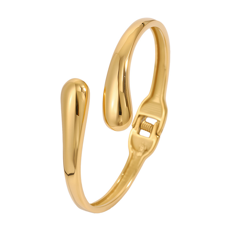 Pulsera de acero de titanio para mujer, sentido de alta gama, pulsera retro europea y americana que no se desvanece, oro de arena, apertura, circón, joyería de pulsera de acero inoxidable image 24