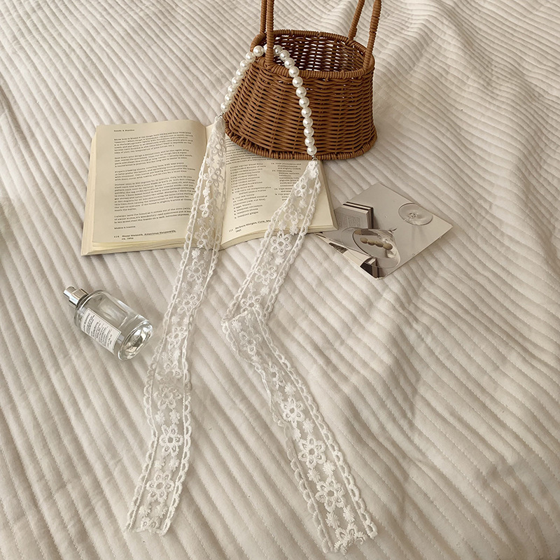 Pañuelo de seda de encaje, bolso tejido de alta calidad, regalo de mano de perlas, collar de perlas, bufanda de cadena de clavícula