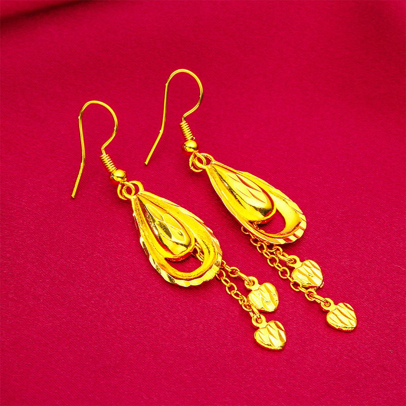 Vietnam sand gold women's water drop earrings tassel new women's love earrings jewelry cross-border water drop tassel earrings