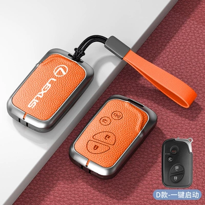 for lexus key set: Car key bag - standard-type-c-one-click-start-emma-orange-zinc-alloy-shell-hand-strap
