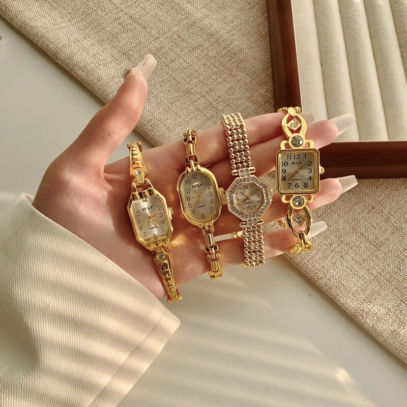 Laqian Style Light Luxury Gold Watch Women's Cross-border New Fashion Quartz Watch Commuter All-match Wristwatch Retro Small Gold Watch Laqian Style Light Luxury Gold Watch Women's Cross-border New Fashion Quartz Watch Commuter All-match Wristwatch Retro Small Gold Watch
