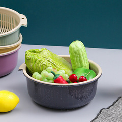 Double-layer multi-functional drain basket plastic kitchen vegetable basket fruit basket vegetable basket rice washing basket drain six-piece set