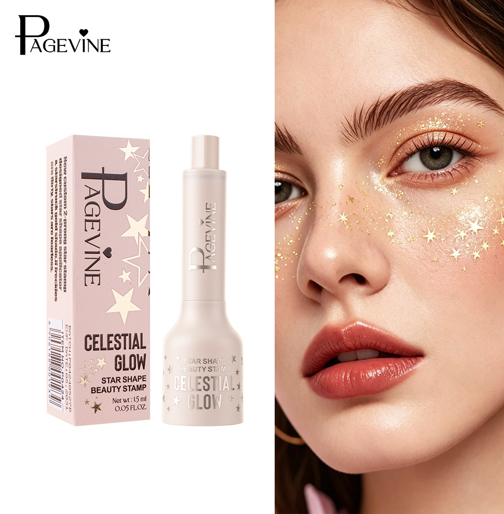 PAGE VINE Simulación de sello de pecas lápiz estrella de sello no es fácil de descolorirse punto fino lápiz brillante máscara transfronteriza