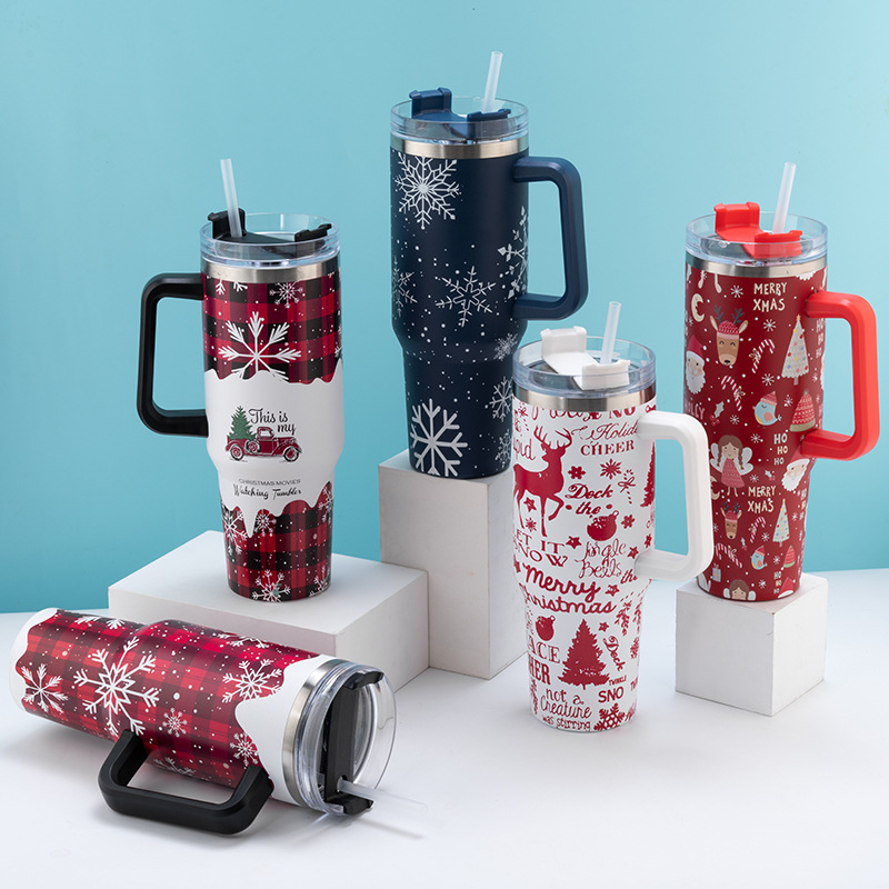 40oz taza de aislamiento de Navidad regalos de Halloween taza de automóvil personalizada de acero inoxidable gran capacidad paja hielo taza de agua image 5