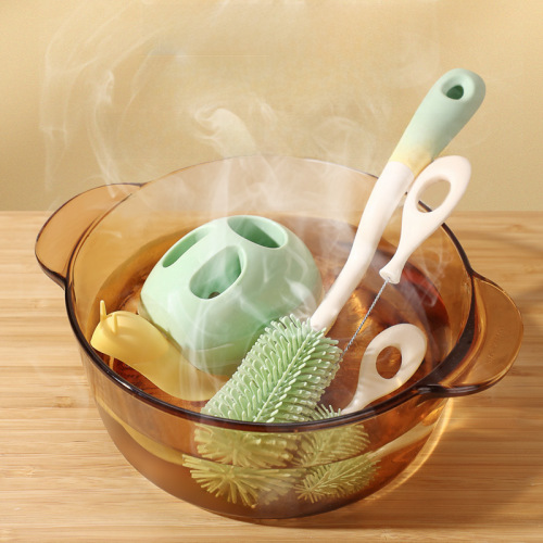New silicone bottle brush baby straw brush 360-degree rotating cup cleaning tool for cleaning bottle brushes